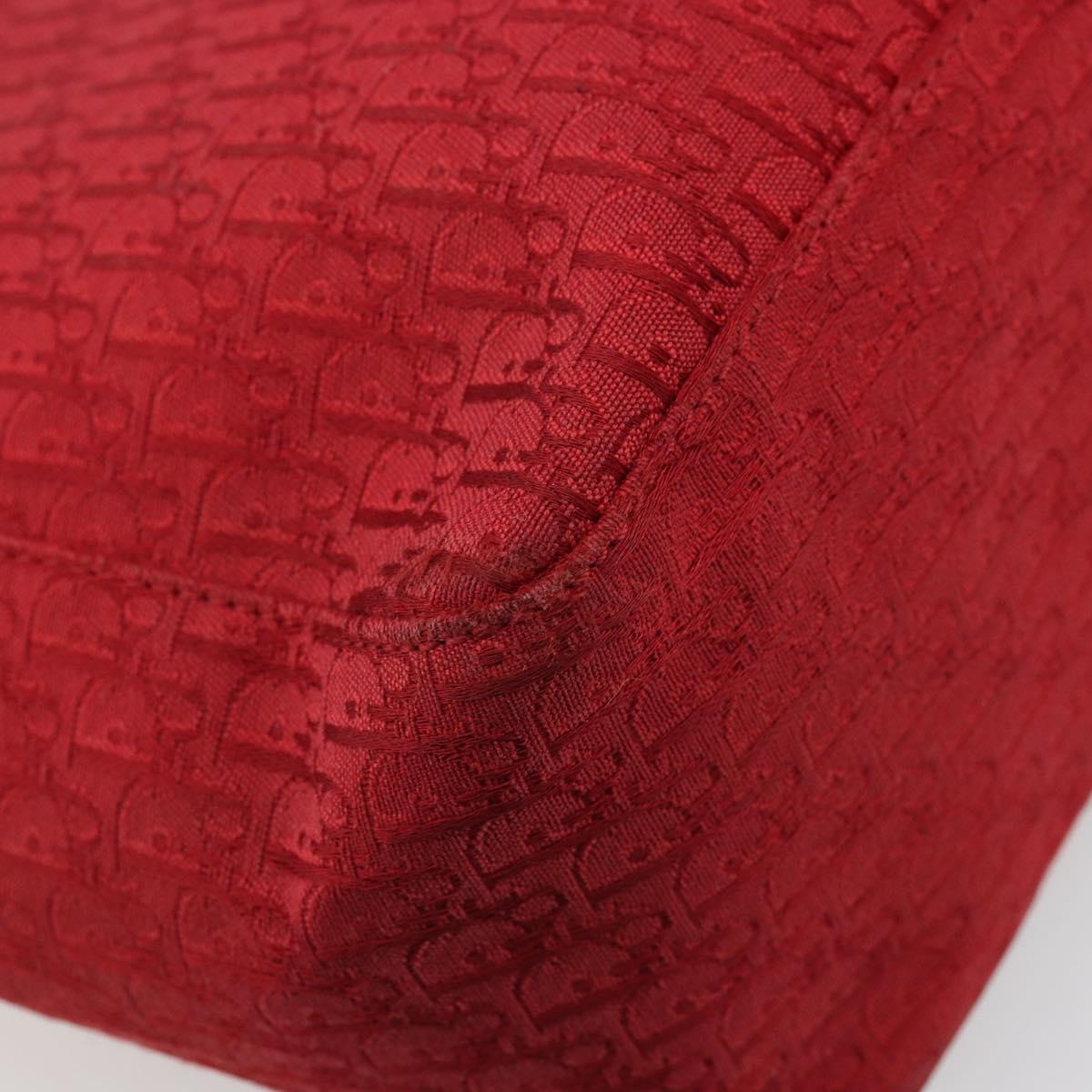 Christian Dior Trotter Canvas Tote Bag Red Silver Auth ka3572
