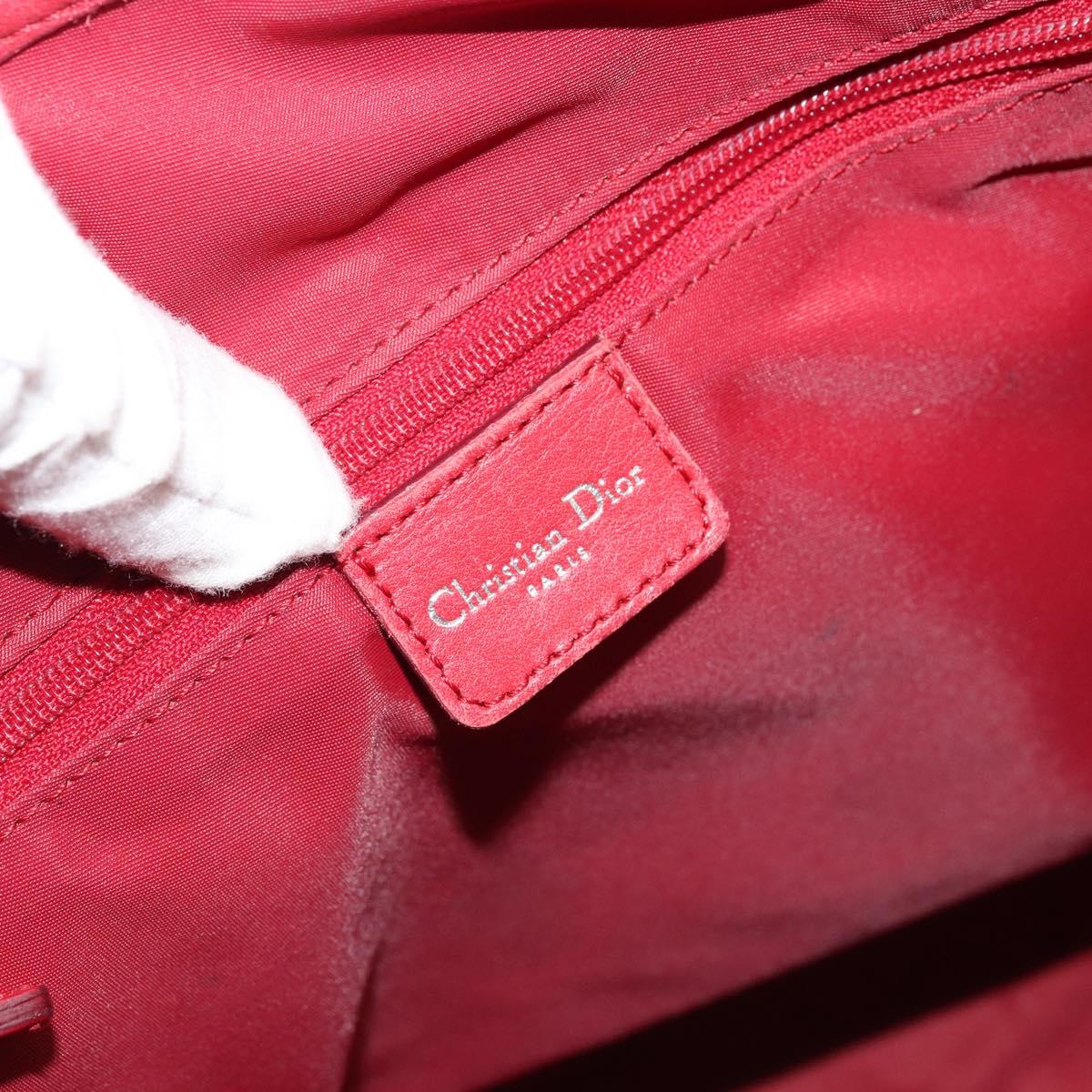 Christian Dior Trotter Canvas Tote Bag Red Silver Auth ka3572