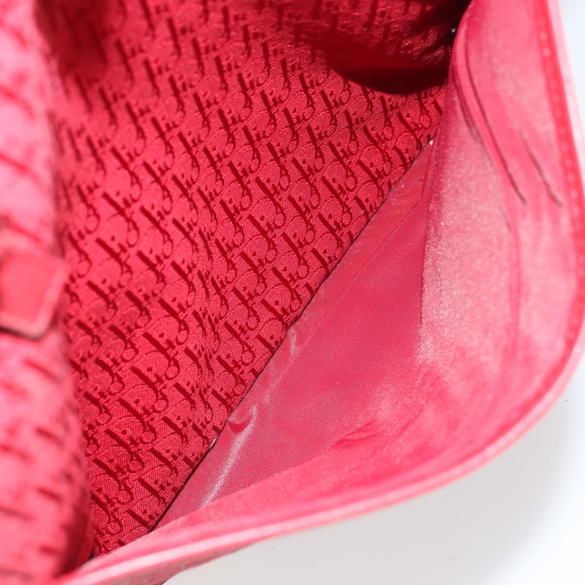 Christian Dior Trotter Canvas Tote Bag Red Silver Auth ka3572