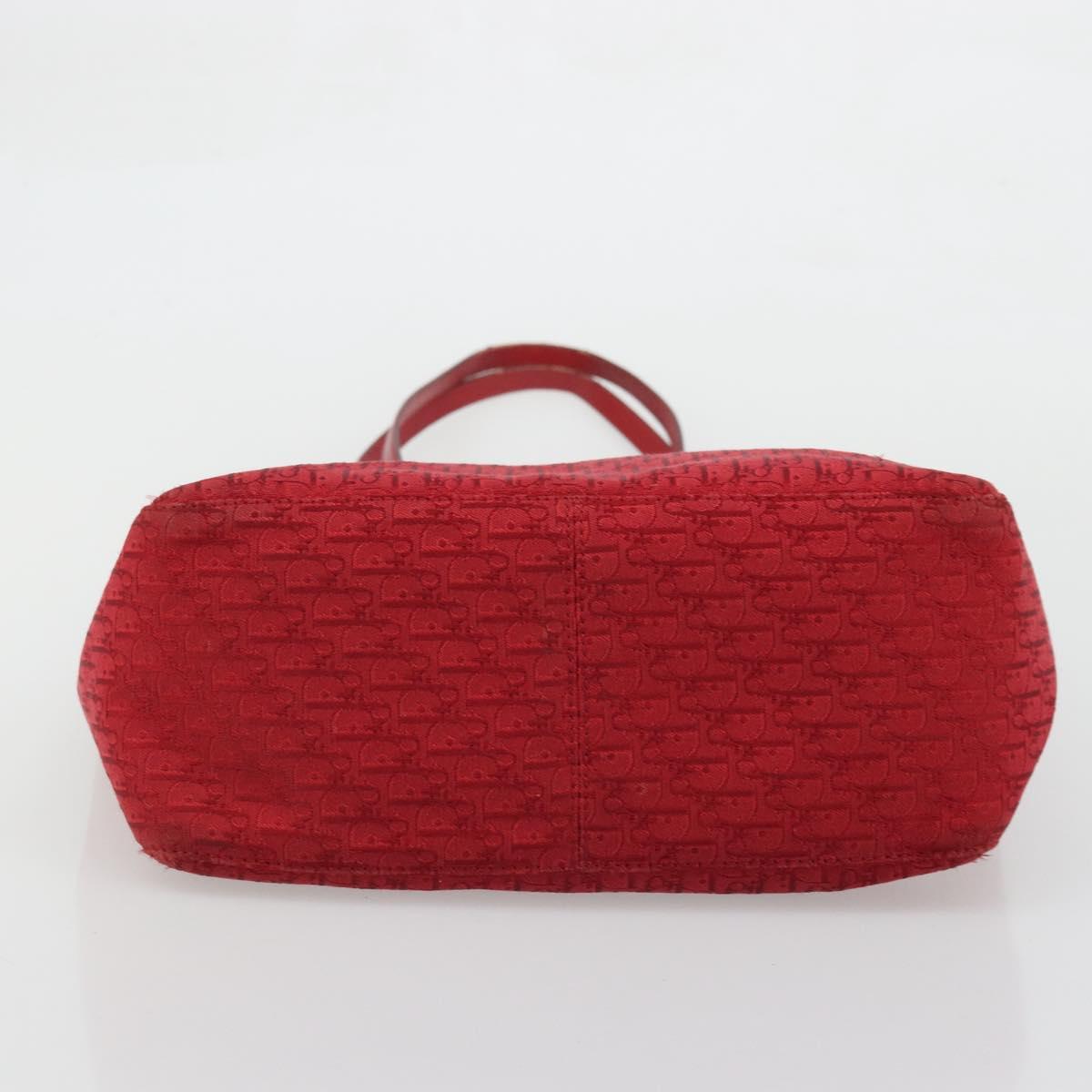 Christian Dior Trotter Canvas Tote Bag Red Silver Auth ka3572