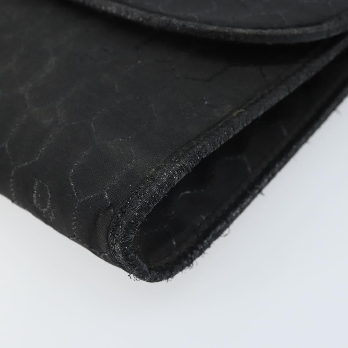 Christian Dior Honeycomb Canvas Chain Shoulder Bag PVC Black Gold Auth ka3574