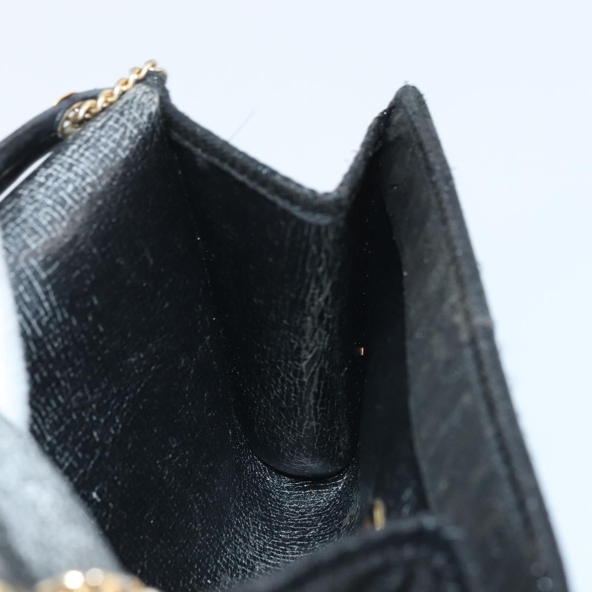 Christian Dior Honeycomb Canvas Chain Shoulder Bag PVC Black Gold Auth ka3574
