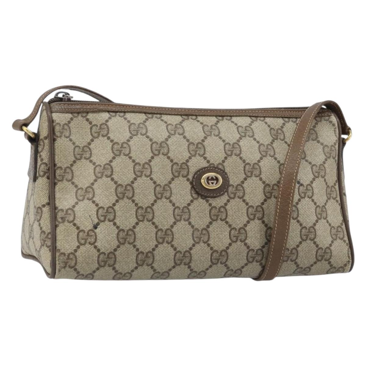 GUCCI GG Supreme Shoulder Bag PVC Beige Gold 89 01 021 Auth ka3575