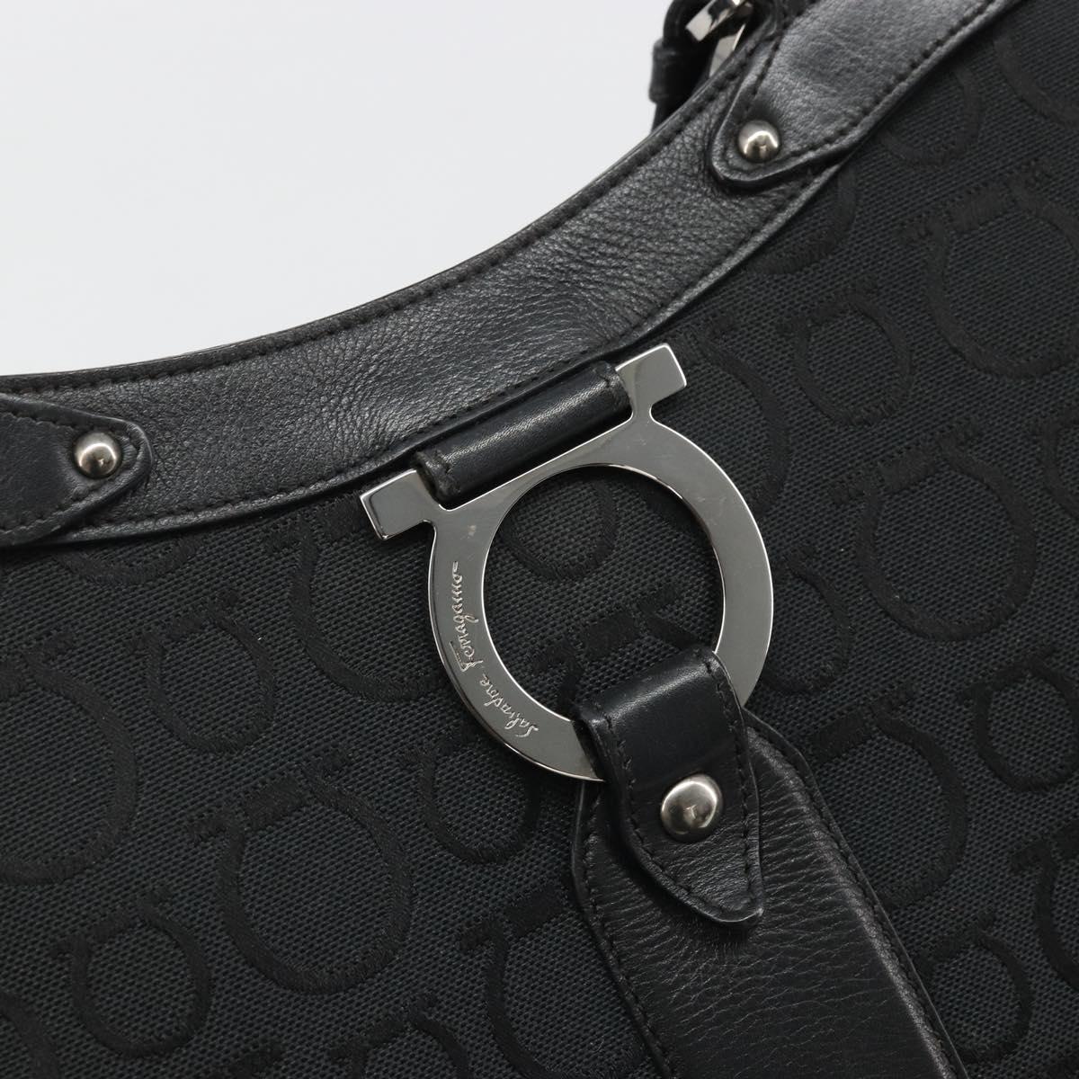 Salvatore Ferragamo Tote Bag Canvas Black Silver Auth ka3582