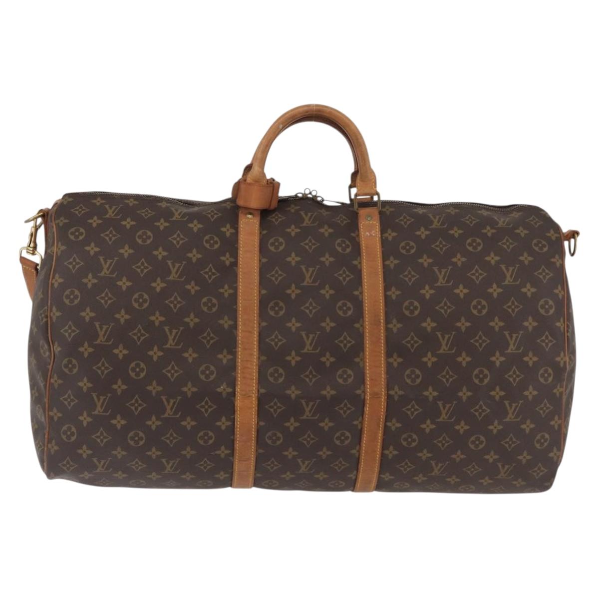 LOUIS VUITTON Monogram Keepall Bandouliere 60 Boston Bag M41412 LV Auth ka3589