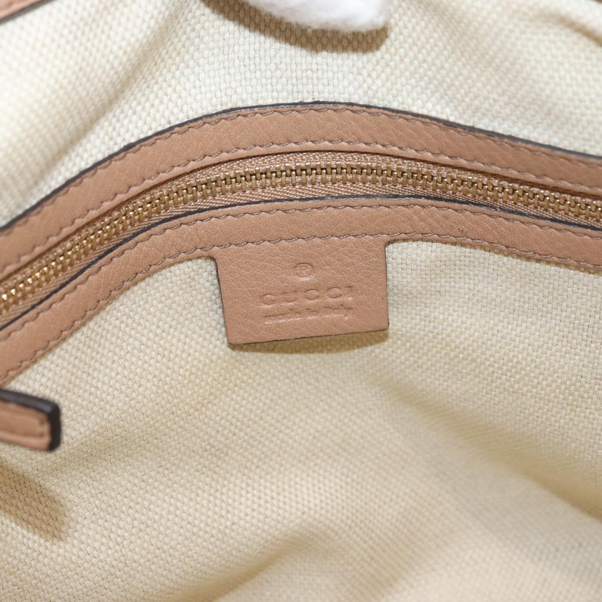 GUCCI Soho Interlocking Hand Bag Leather 2way Gold Beige 369176 Auth ka3592