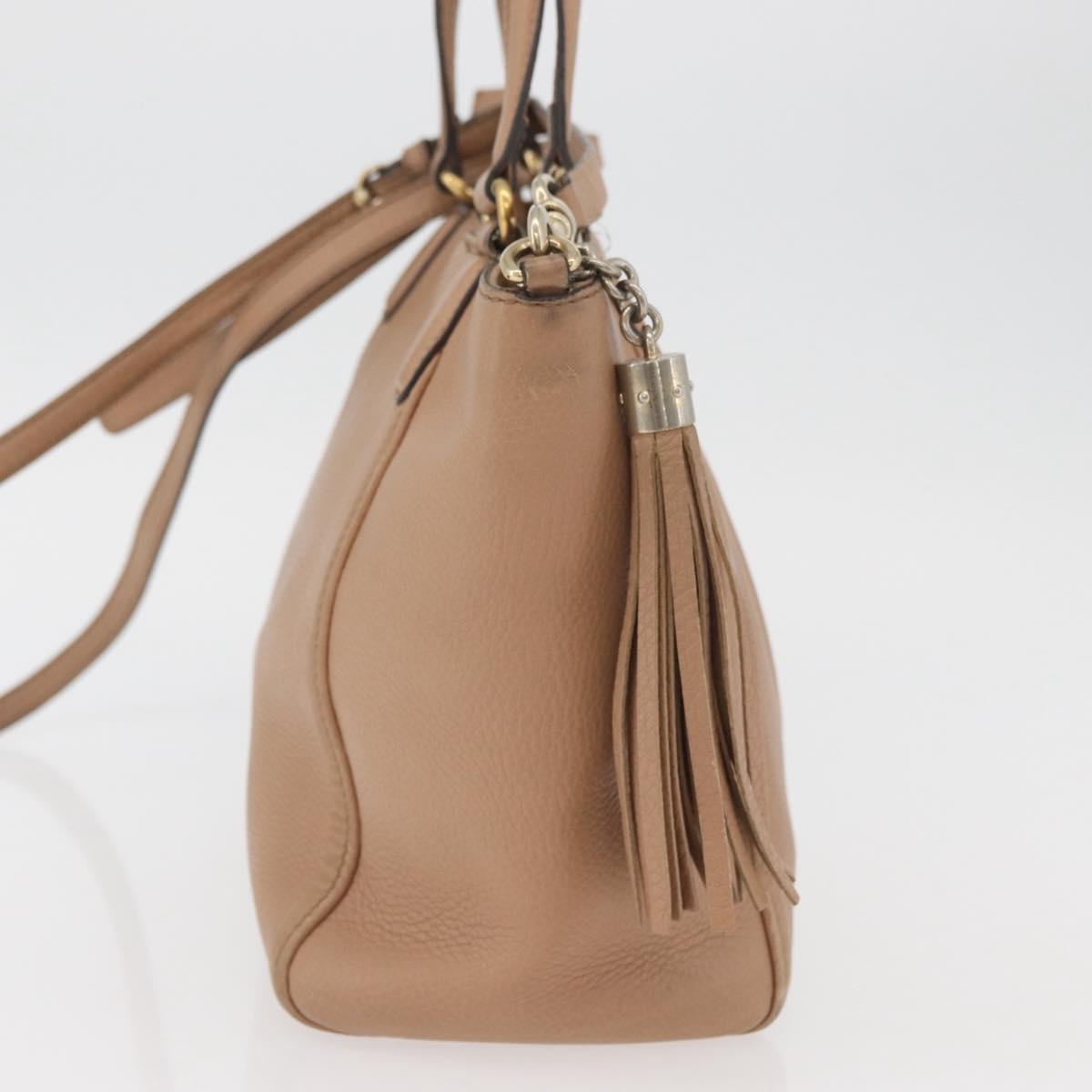 GUCCI Soho Interlocking Hand Bag Leather 2way Gold Beige 369176 Auth ka3592