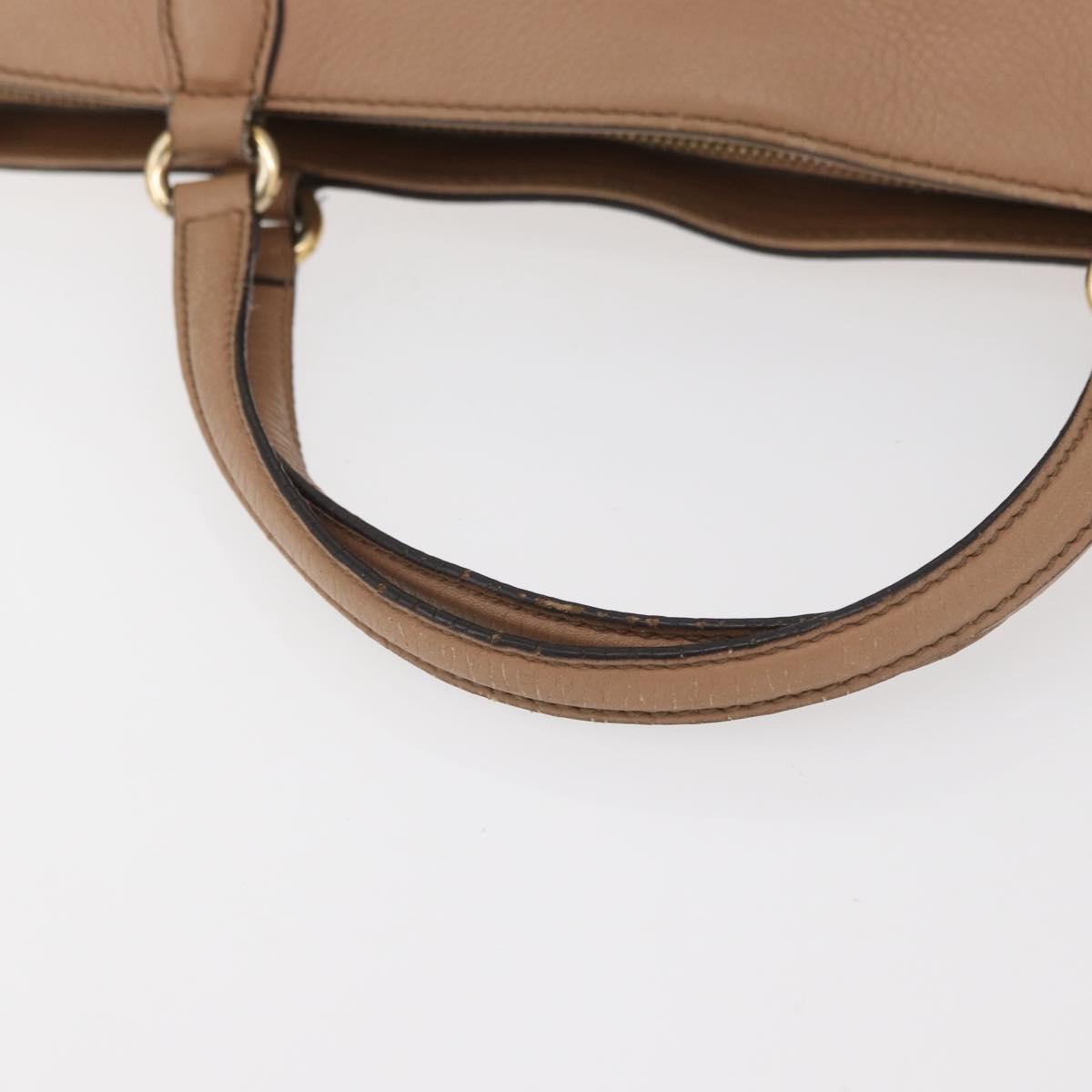 GUCCI Soho Interlocking Hand Bag Leather 2way Gold Beige 369176 Auth ka3592