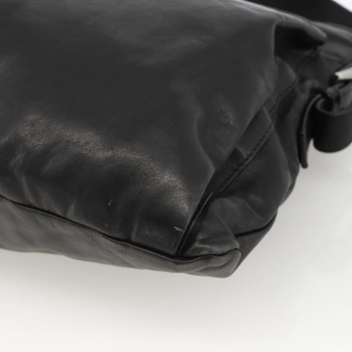 PRADA Shoulder Bag Leather Black Silver Auth ka3596A
