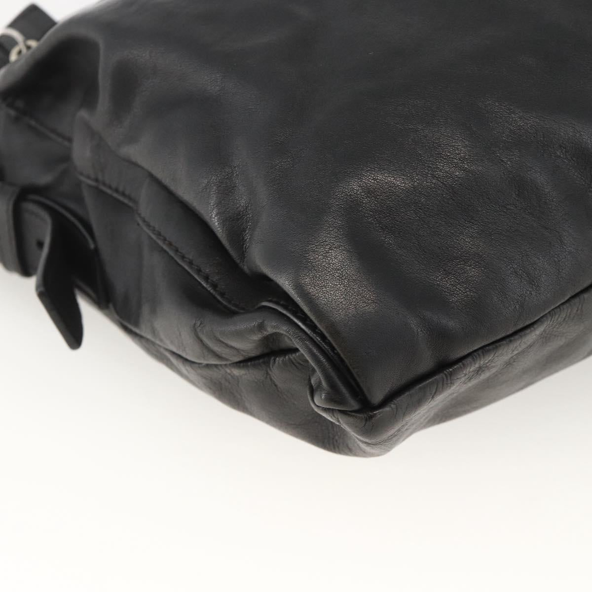 PRADA Shoulder Bag Leather Black Silver Auth ka3596A