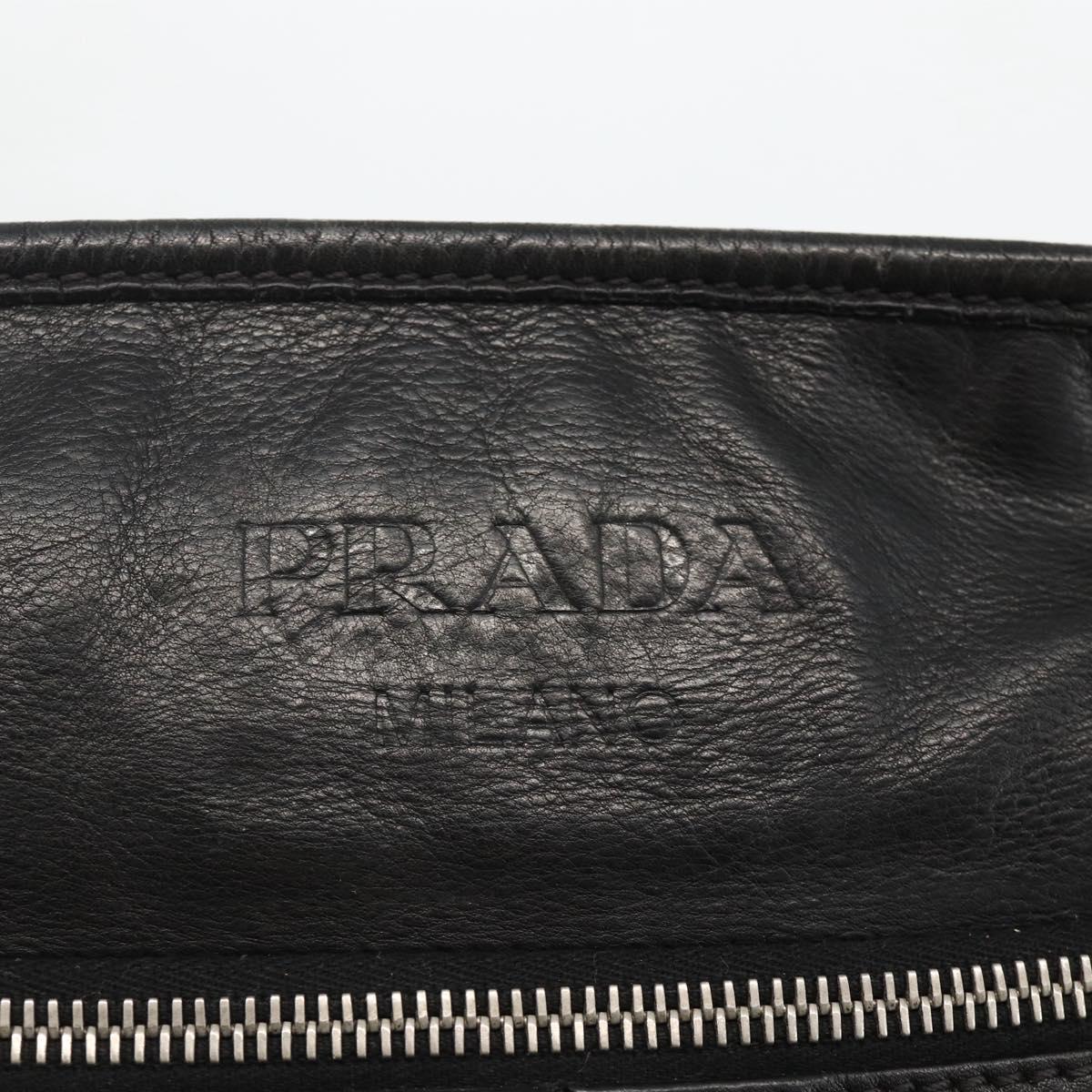 PRADA Shoulder Bag Leather Black Silver Auth ka3596A