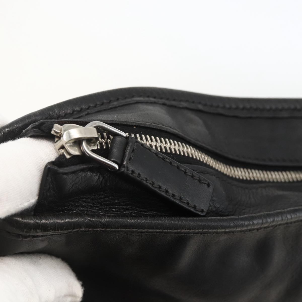 PRADA Shoulder Bag Leather Black Silver Auth ka3596A