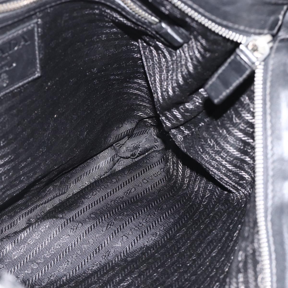 PRADA Shoulder Bag Leather Black Silver Auth ka3596A