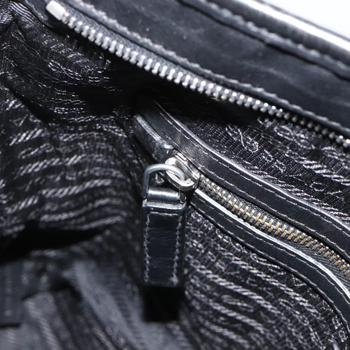 PRADA Shoulder Bag Leather Black Silver Auth ka3596A