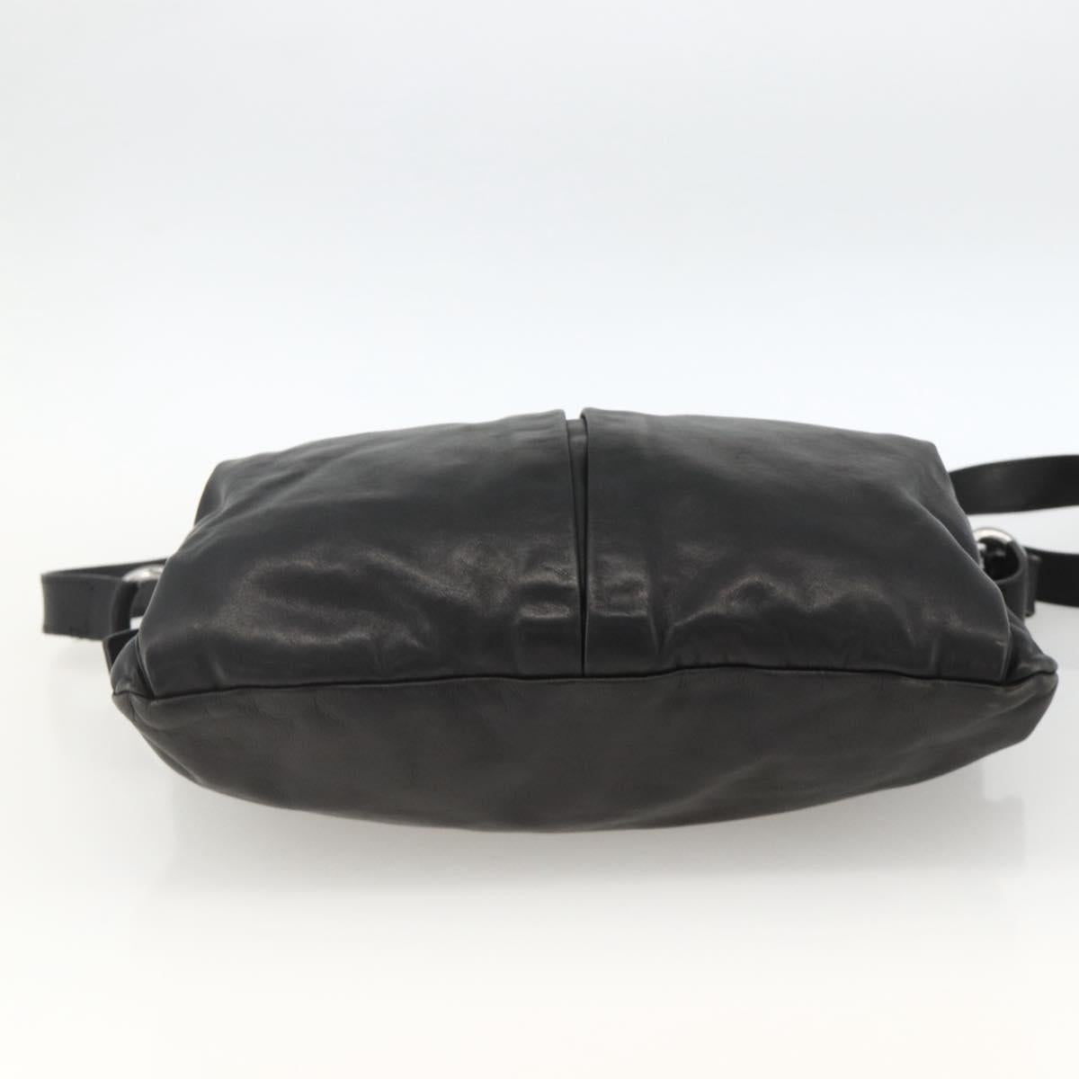 PRADA Shoulder Bag Leather Black Silver Auth ka3596A