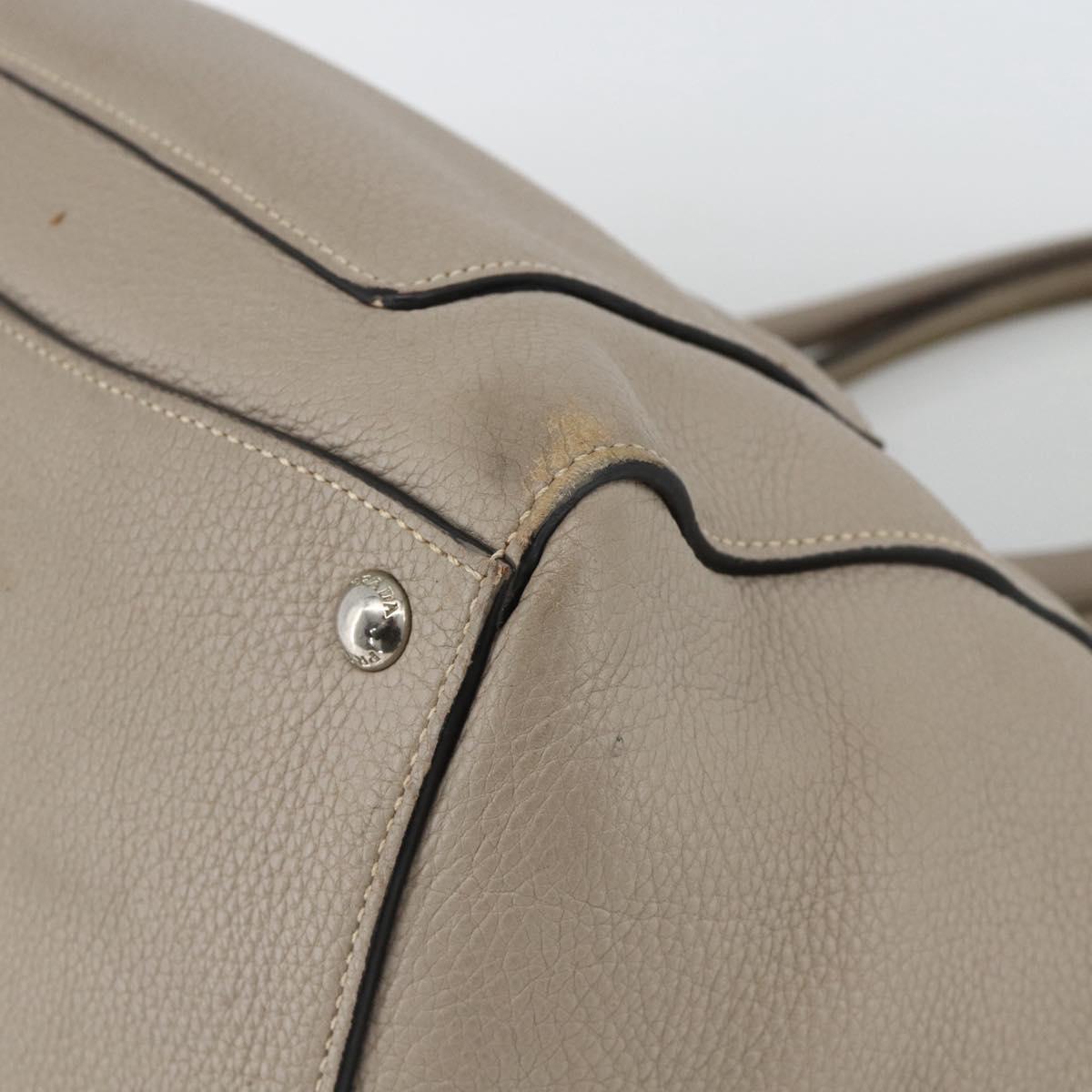 PRADA Tote Bag Leather Gray Silver Auth ka3597