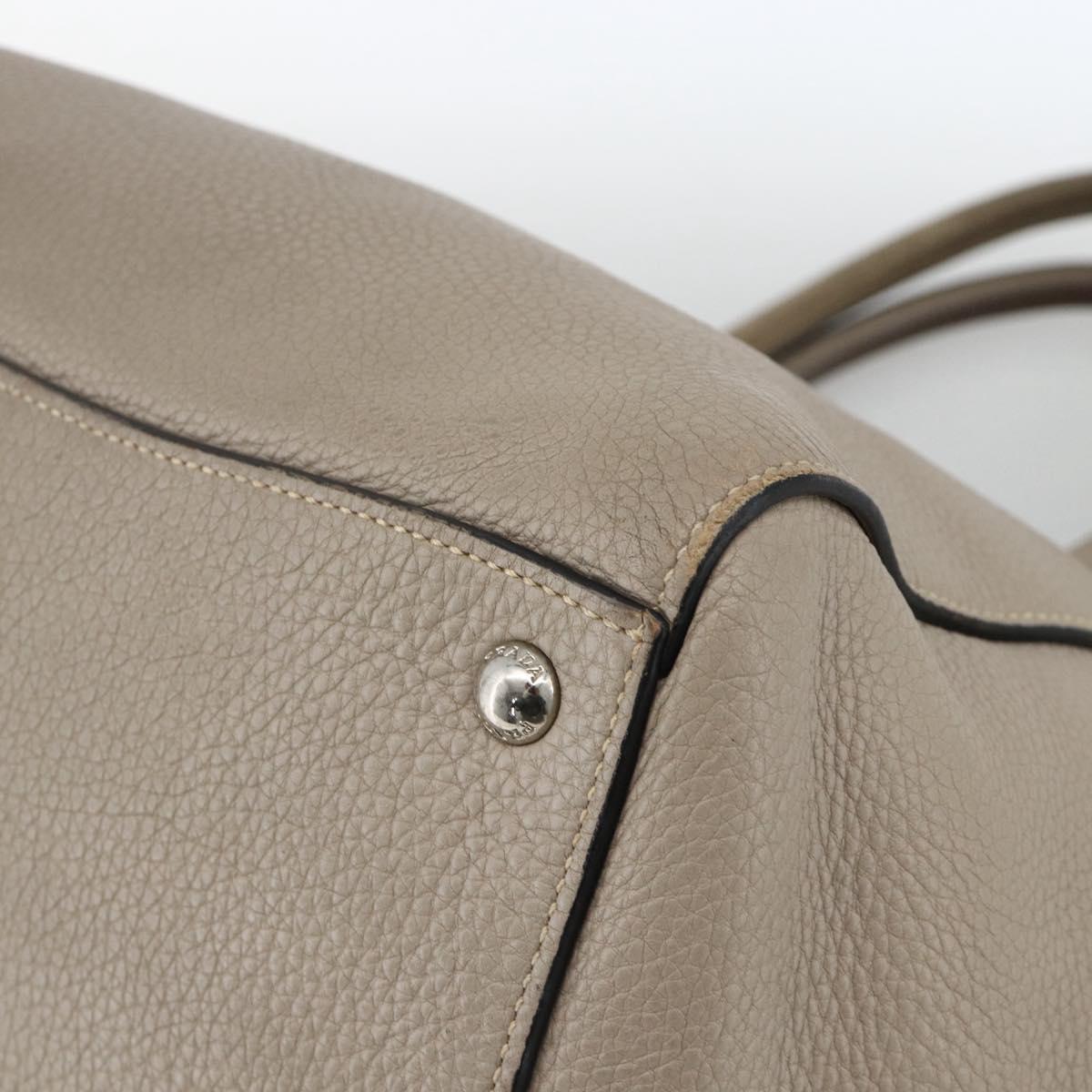 PRADA Tote Bag Leather Gray Silver Auth ka3597