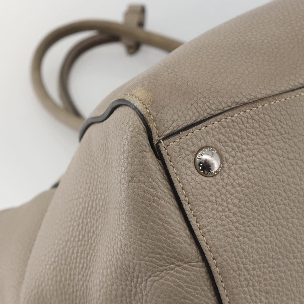 PRADA Tote Bag Leather Gray Silver Auth ka3597