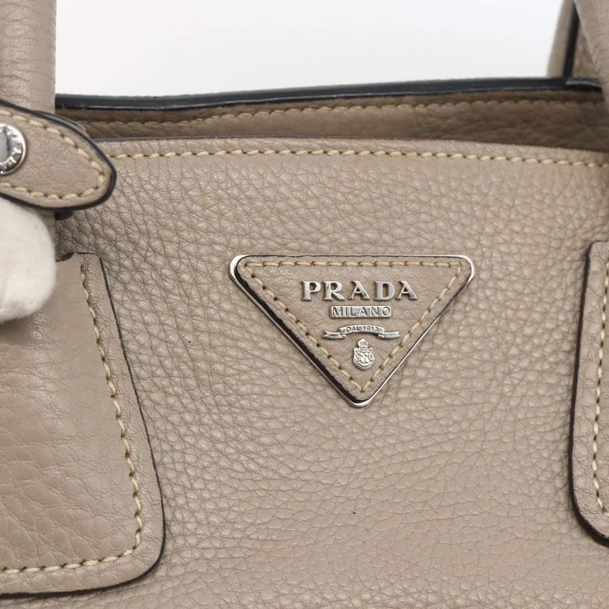 PRADA Tote Bag Leather Gray Silver Auth ka3597