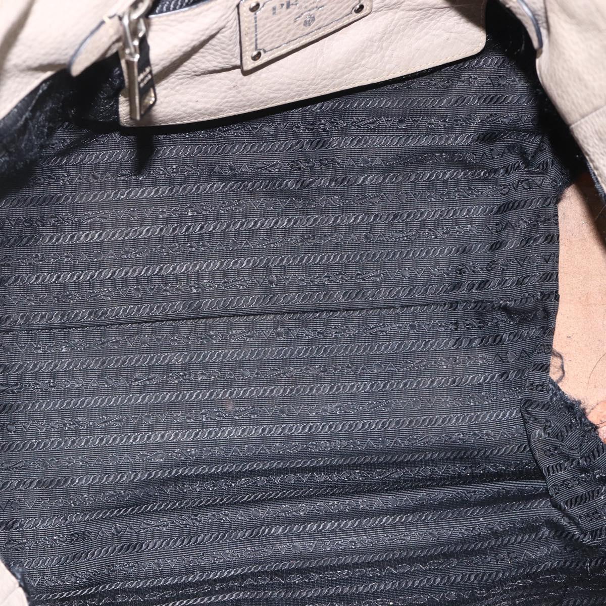 PRADA Tote Bag Leather Gray Silver Auth ka3597