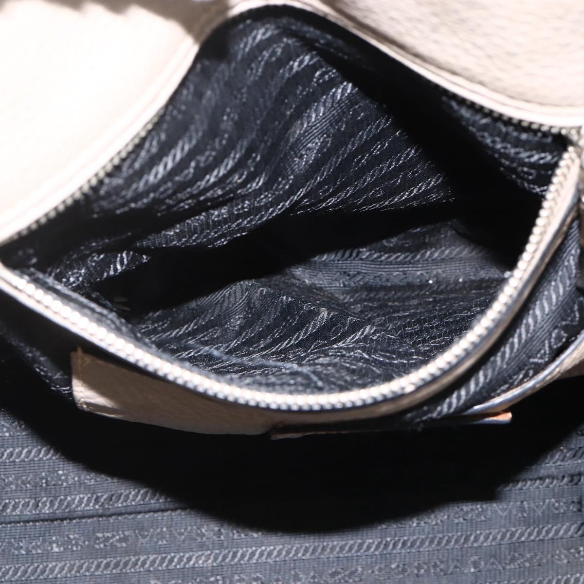 PRADA Tote Bag Leather Gray Silver Auth ka3597