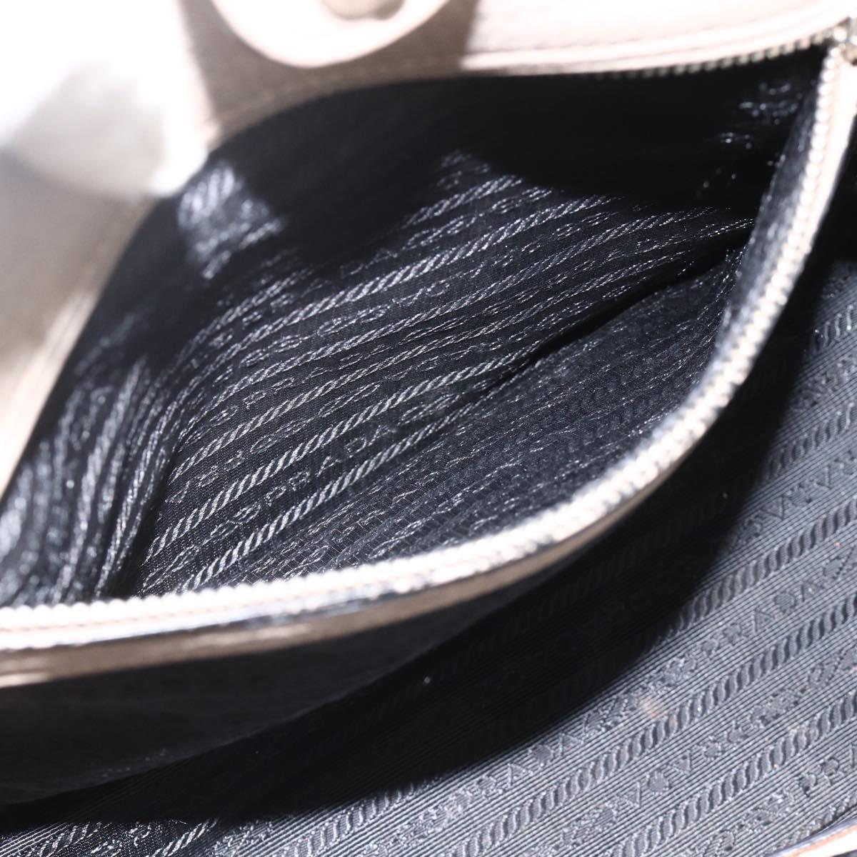 PRADA Tote Bag Leather Gray Silver Auth ka3597