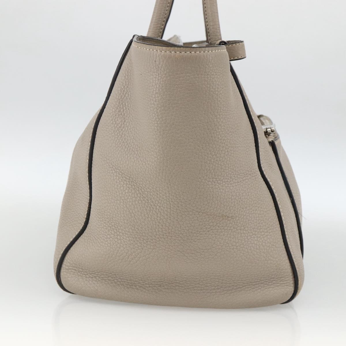 PRADA Tote Bag Leather Gray Silver Auth ka3597