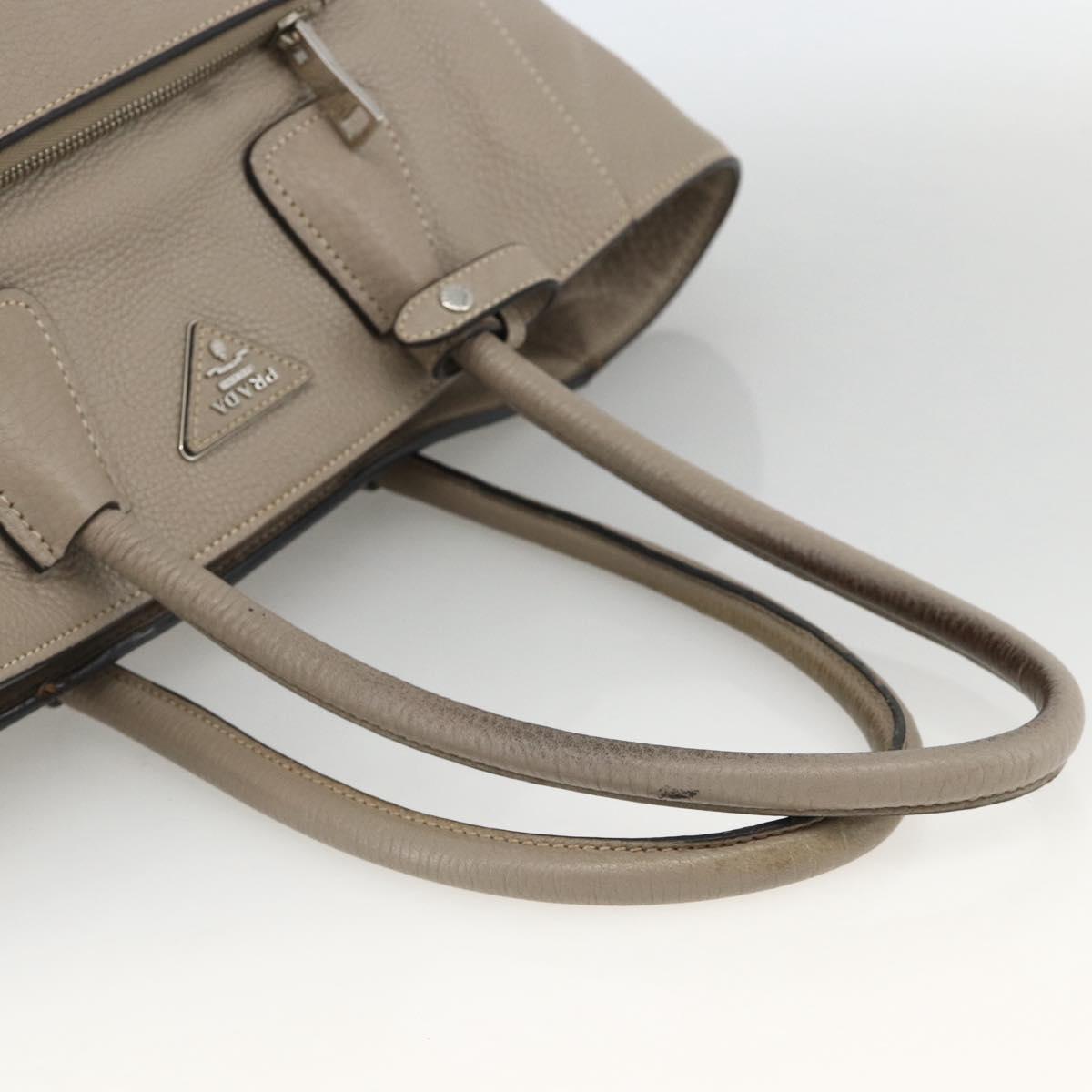 PRADA Tote Bag Leather Gray Silver Auth ka3597