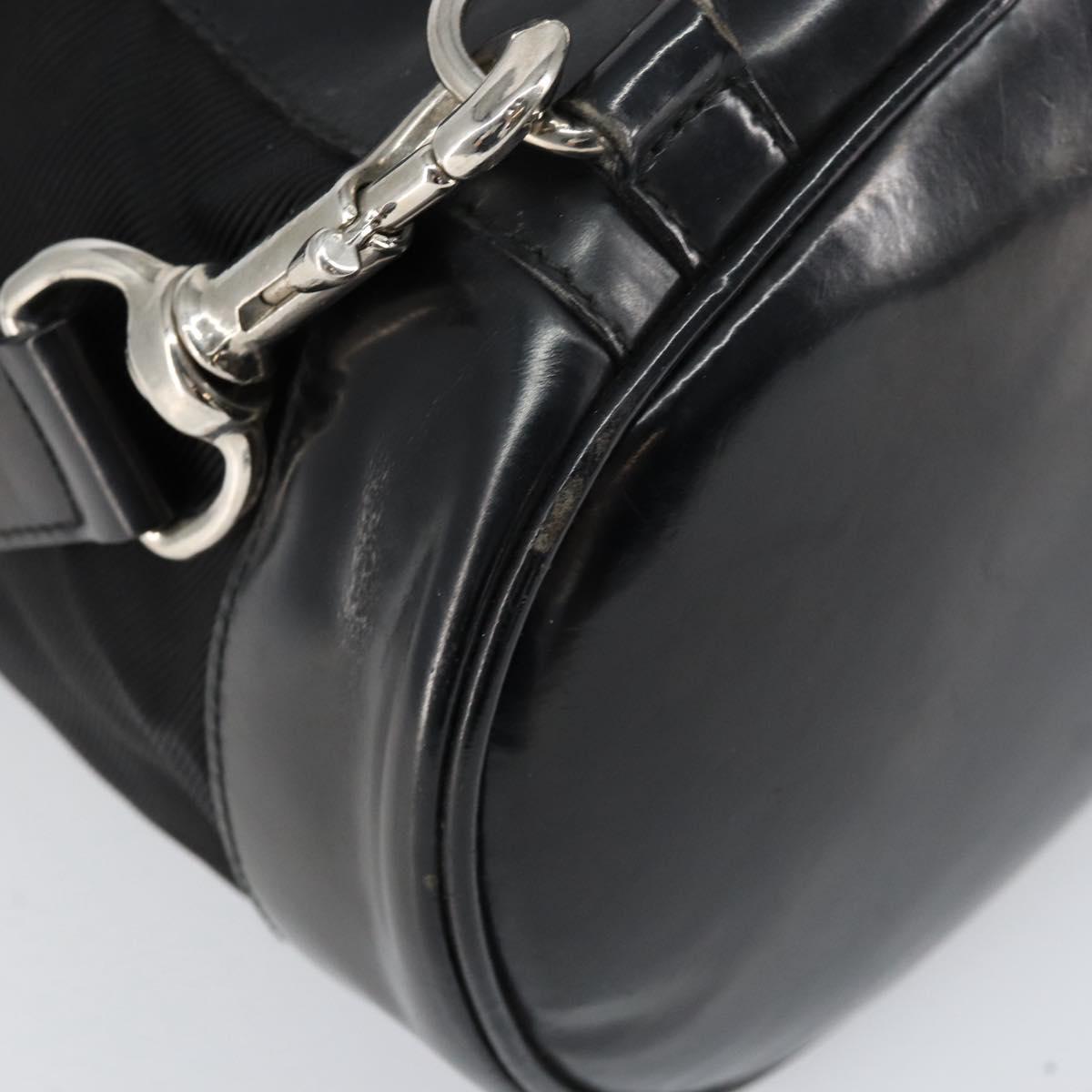 GUCCI Bamboo Shoulder Bag Nylon Black Silver 003 2113 0036 Auth ka360