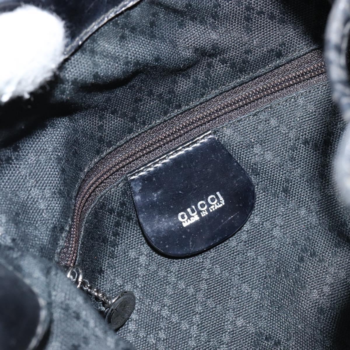 GUCCI Bamboo Shoulder Bag Nylon Black Silver 003 2113 0036 Auth ka360