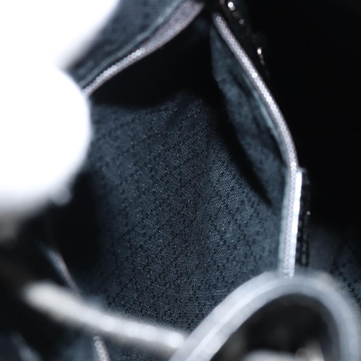 GUCCI Bamboo Shoulder Bag Nylon Black Silver 003 2113 0036 Auth ka360