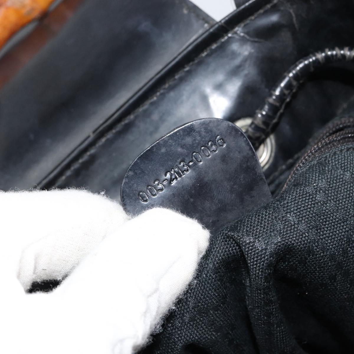 GUCCI Bamboo Shoulder Bag Nylon Black Silver 003 2113 0036 Auth ka360