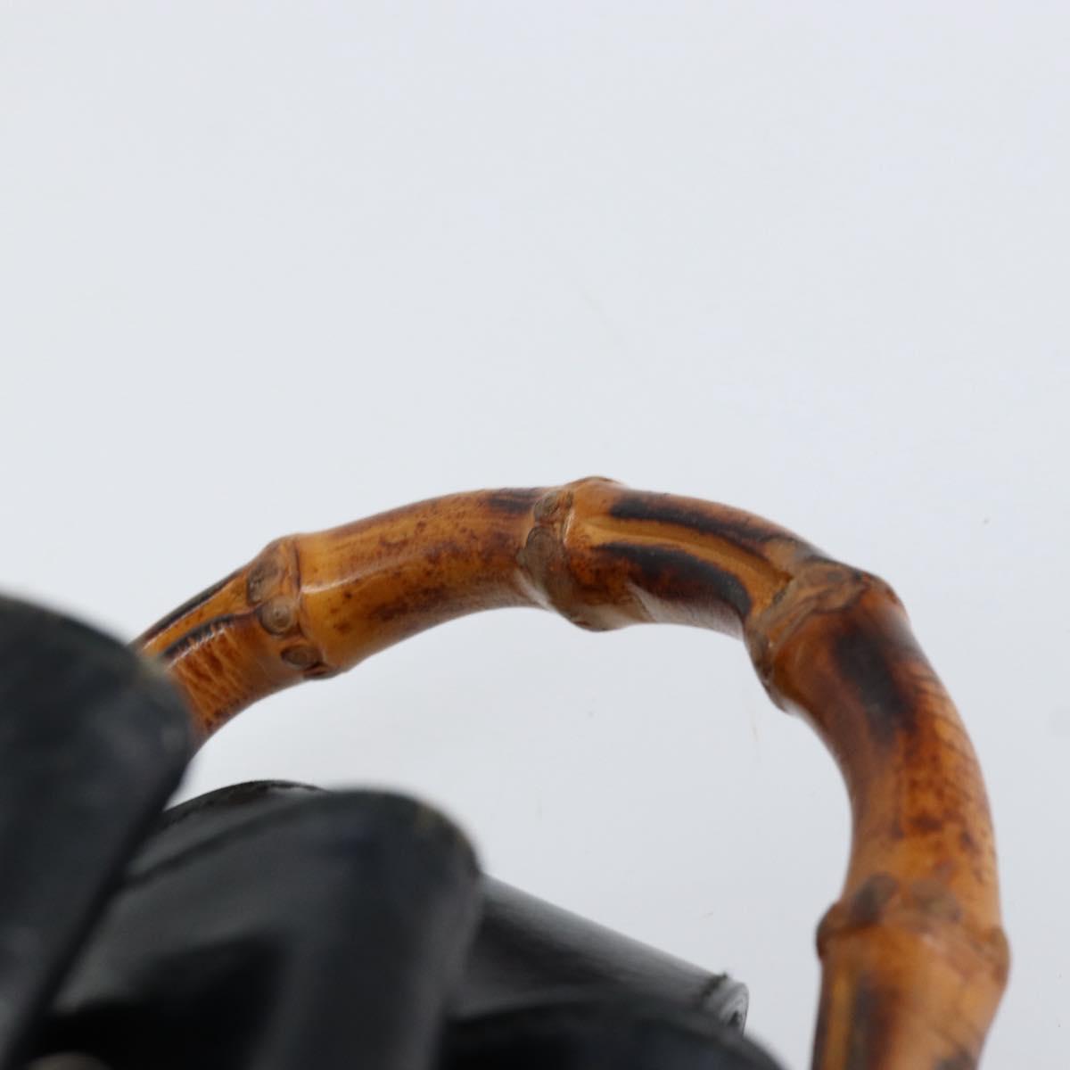 GUCCI Bamboo Shoulder Bag Nylon Black Silver 003 2113 0036 Auth ka360