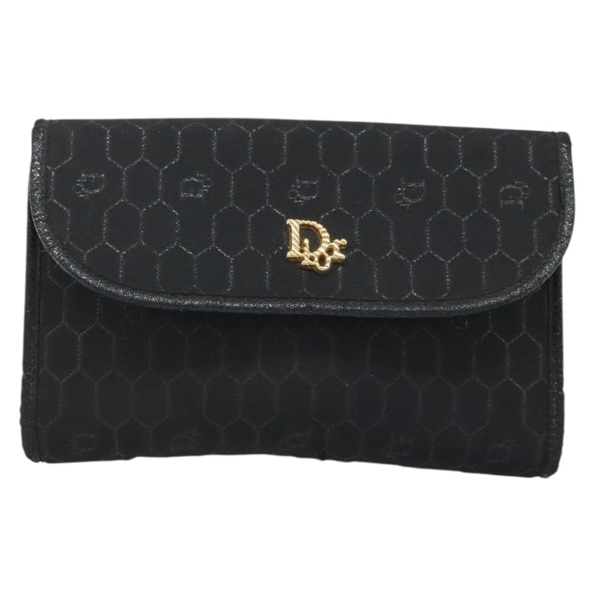Christian Dior Honeycomb Canvas Chain Shoulder Bag Beige Gold Auth ka3601A