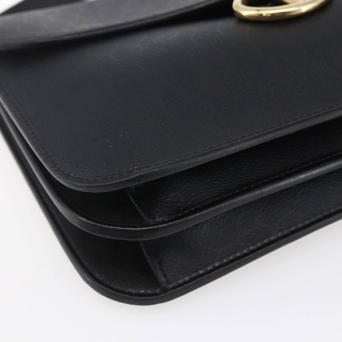 Christian Dior Honeycomb Canvas Shoulder Bag PVC Black Gold Auth ka361