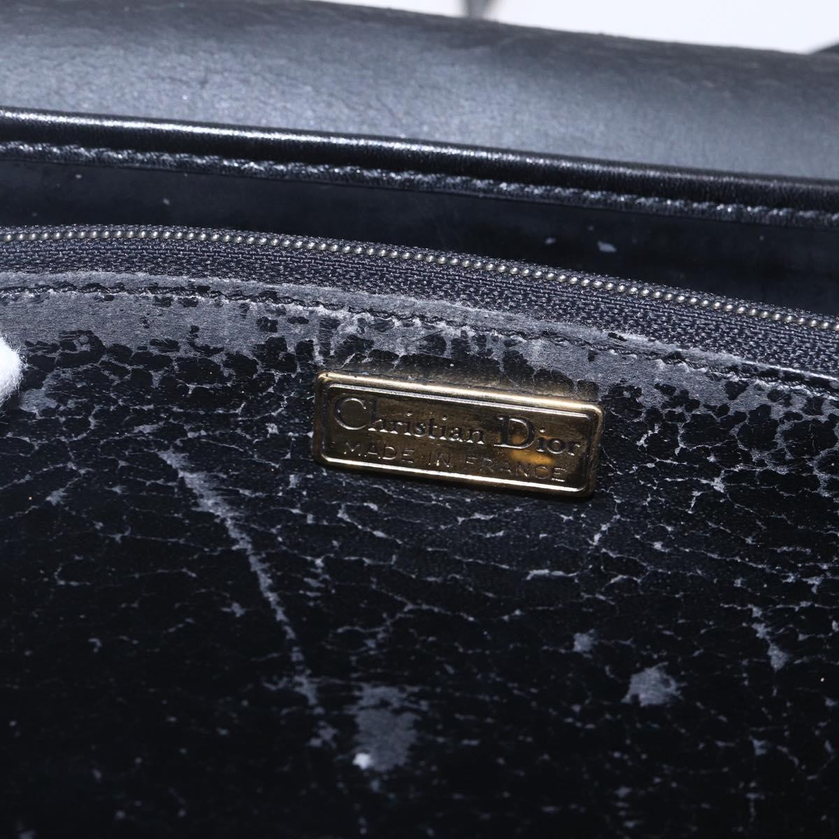 Christian Dior Honeycomb Canvas Shoulder Bag PVC Black Gold Auth ka361