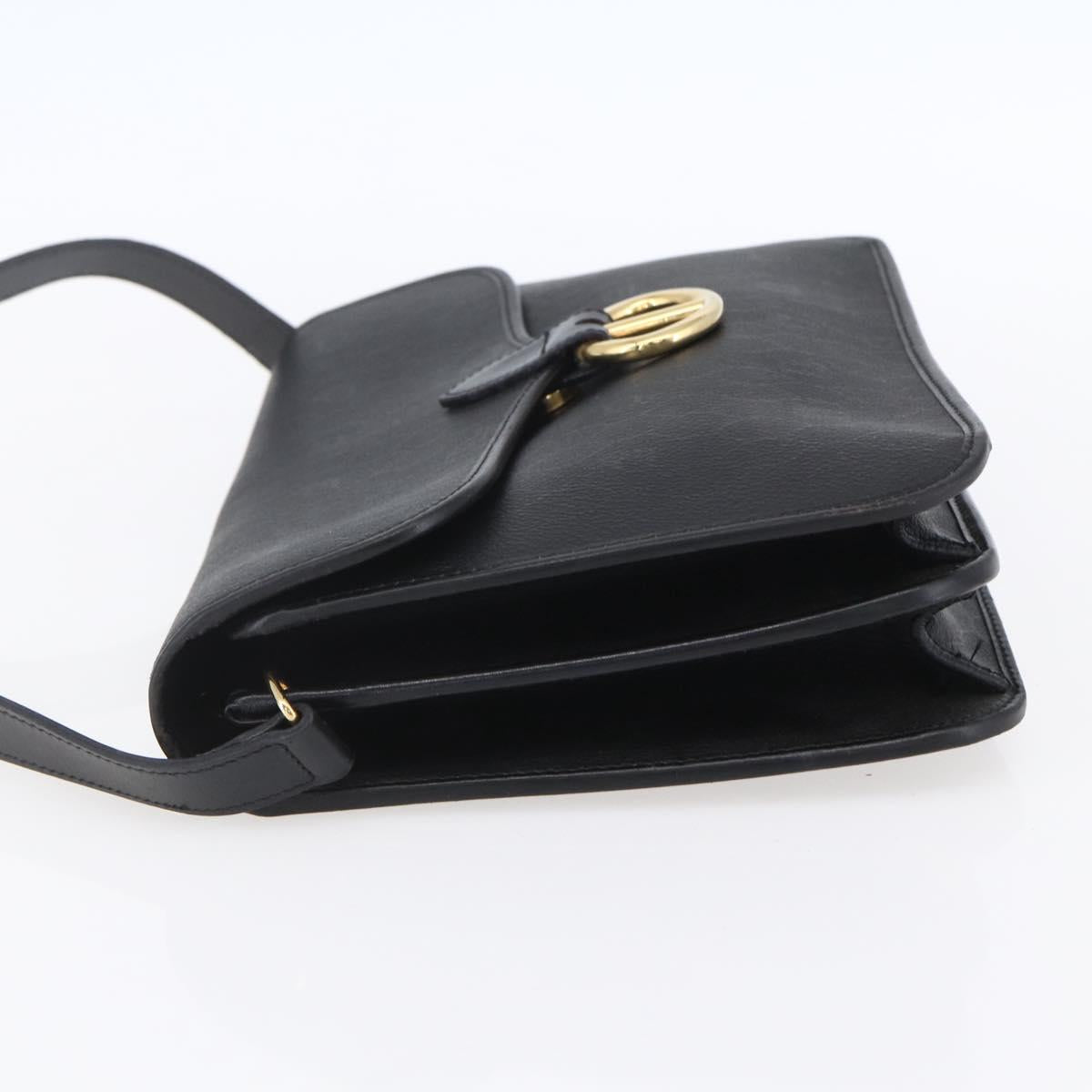 Christian Dior Honeycomb Canvas Shoulder Bag PVC Black Gold Auth ka361