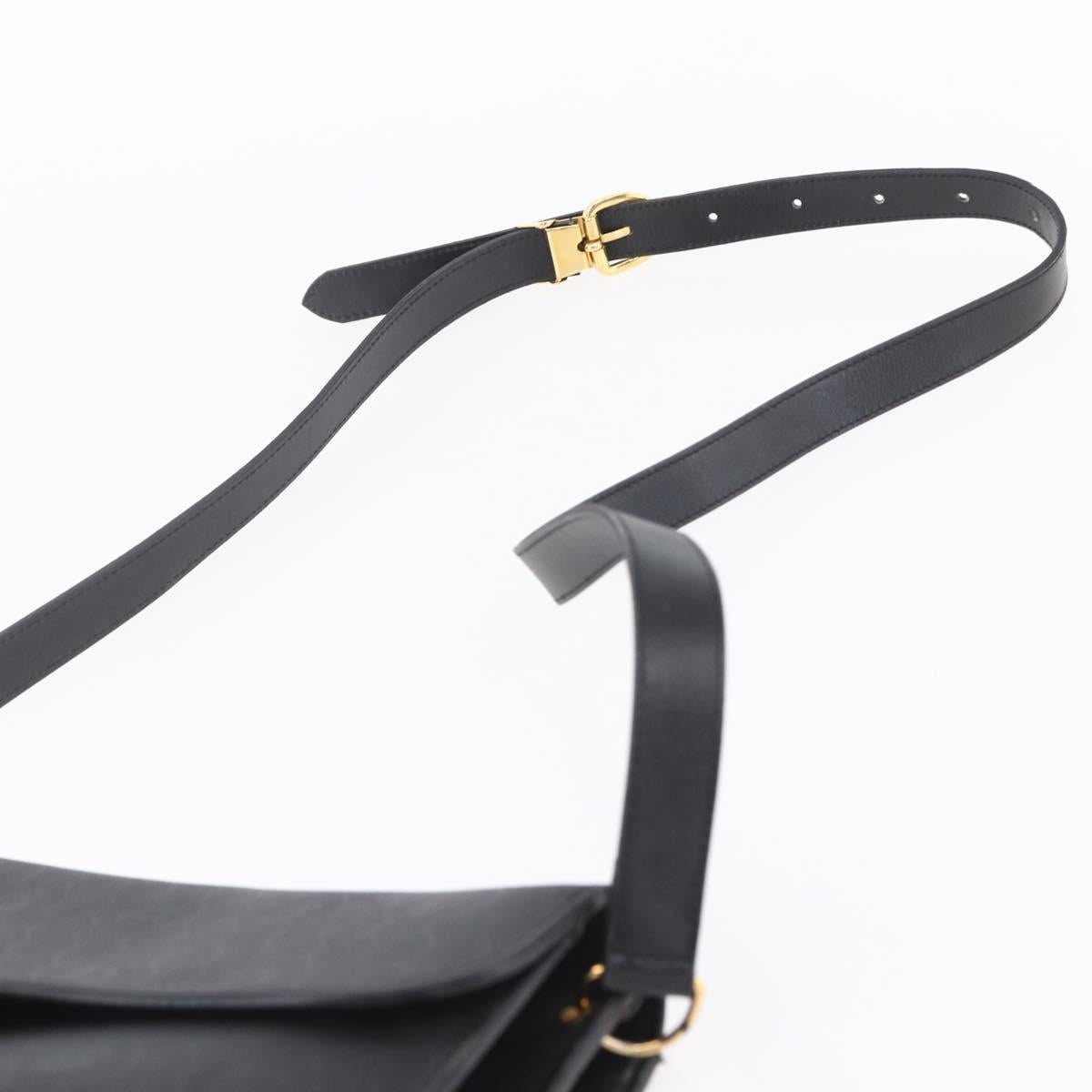 Christian Dior Honeycomb Canvas Shoulder Bag PVC Black Gold Auth ka361