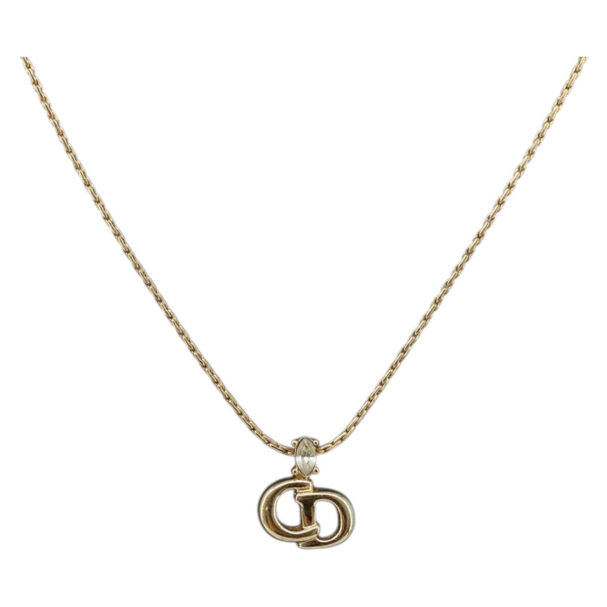 Christian Dior Necklace metal Gold Tone Auth ka3615A