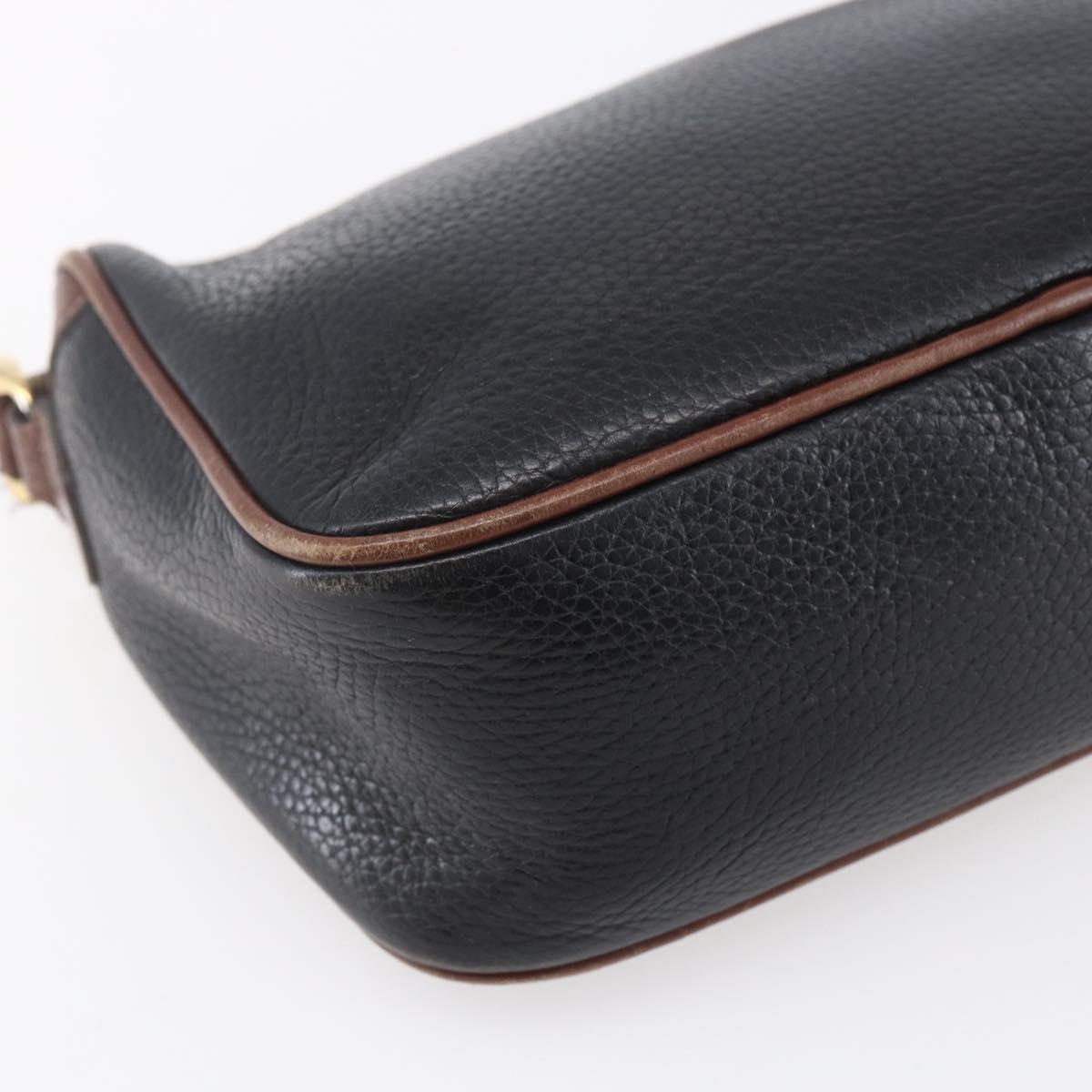 GUCCI Shoulder Bag Leather Black Gold Auth ka362