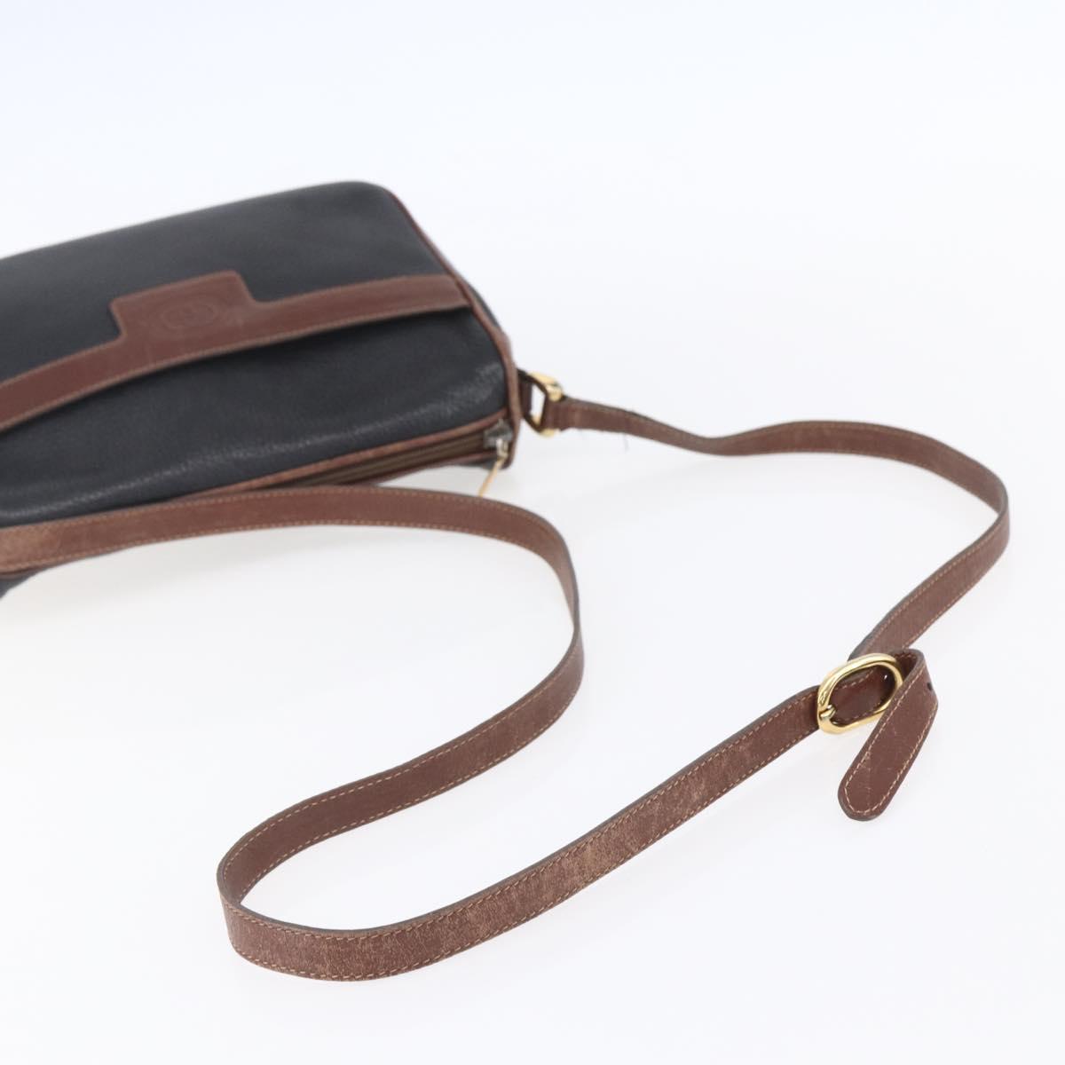 GUCCI Shoulder Bag Leather Black Gold Auth ka362