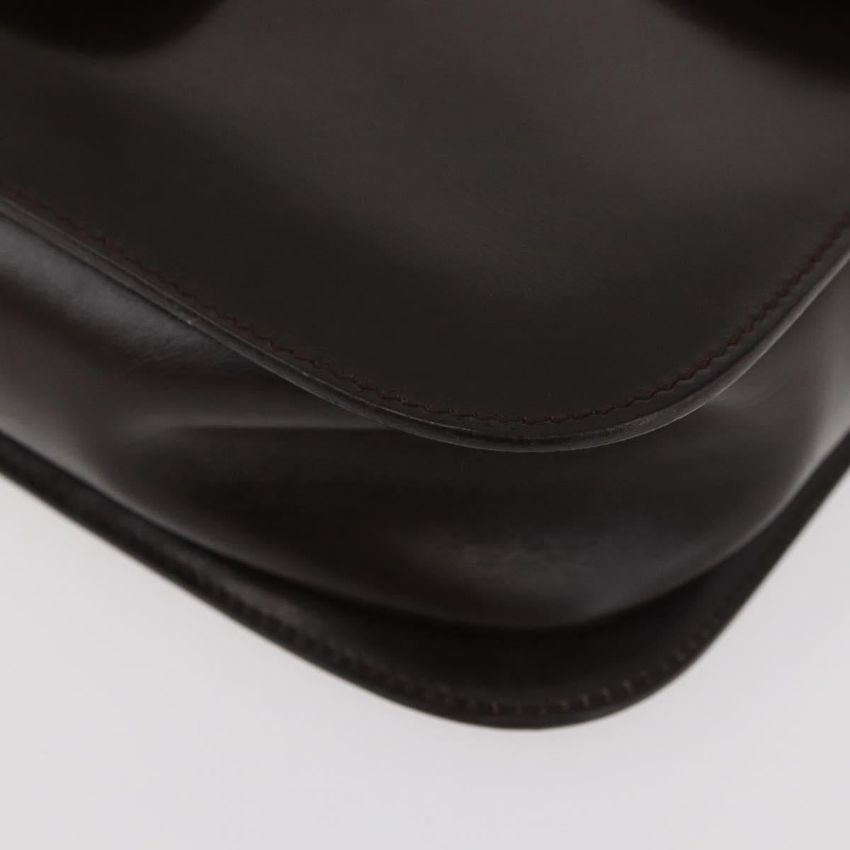 CELINE Shoulder Bag Leather Brown Gold Auth ka3620