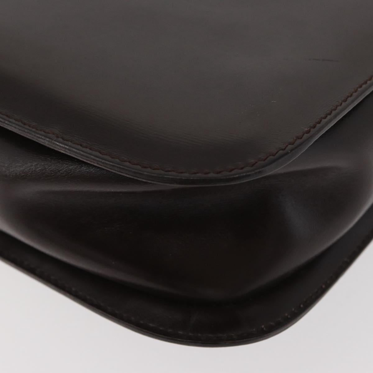 CELINE Shoulder Bag Leather Brown Gold Auth ka3620