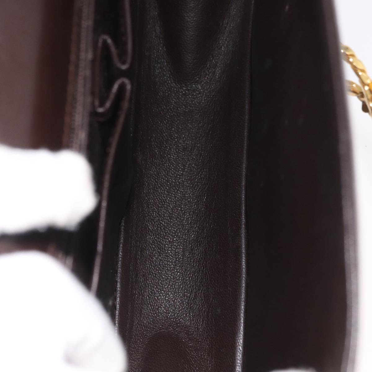 CELINE Shoulder Bag Leather Brown Gold Auth ka3620