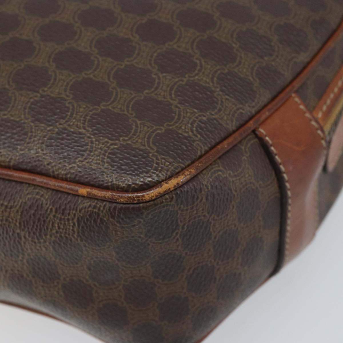 CELINE Macadam Canvas Shoulder Bag PVC Leather Brown Gold Auth ka3621