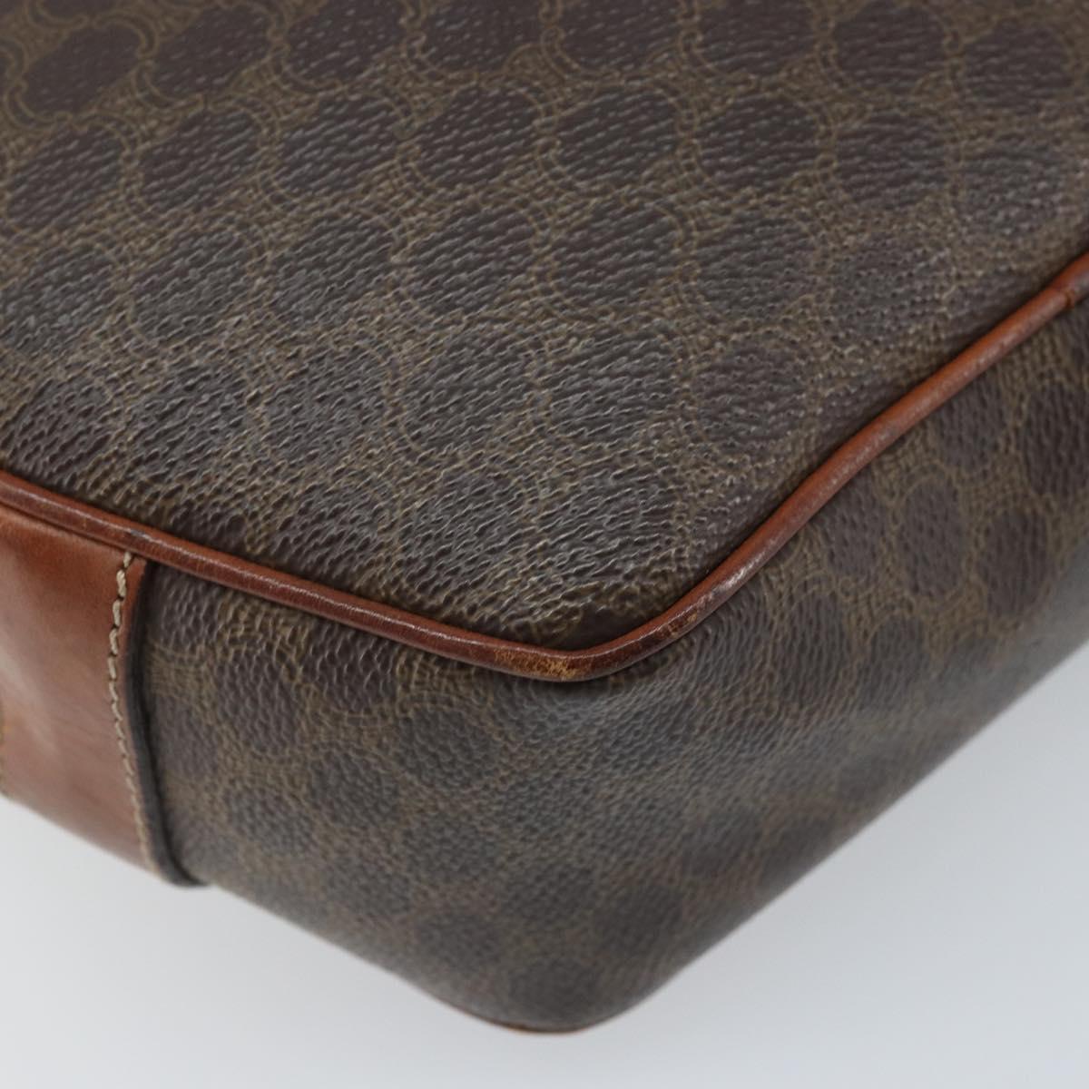 CELINE Macadam Canvas Shoulder Bag PVC Leather Brown Gold Auth ka3621