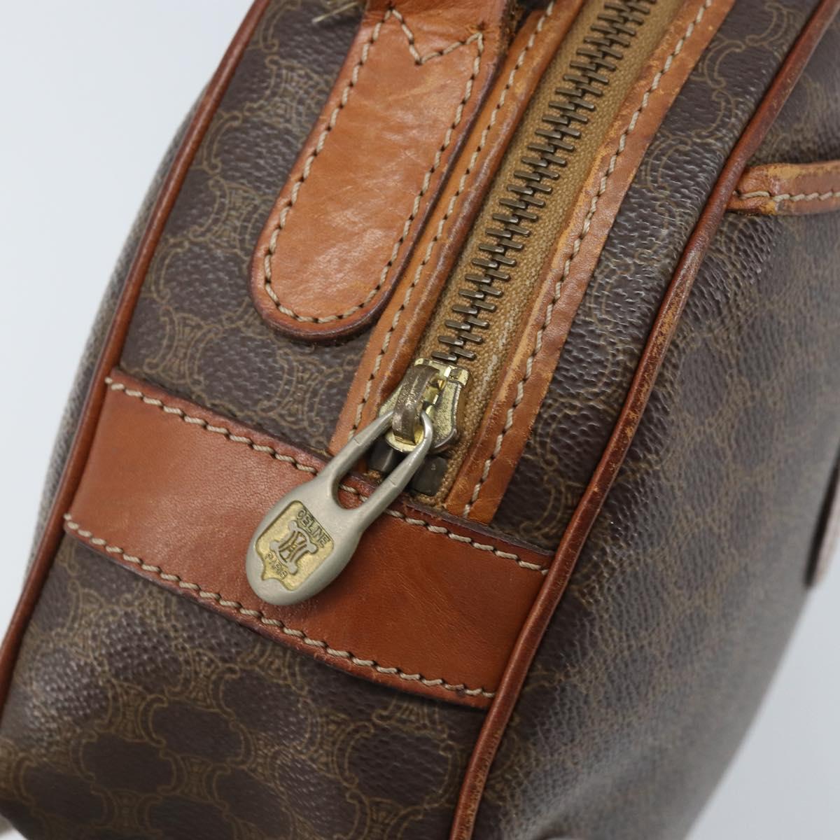 CELINE Macadam Canvas Shoulder Bag PVC Leather Brown Gold Auth ka3621