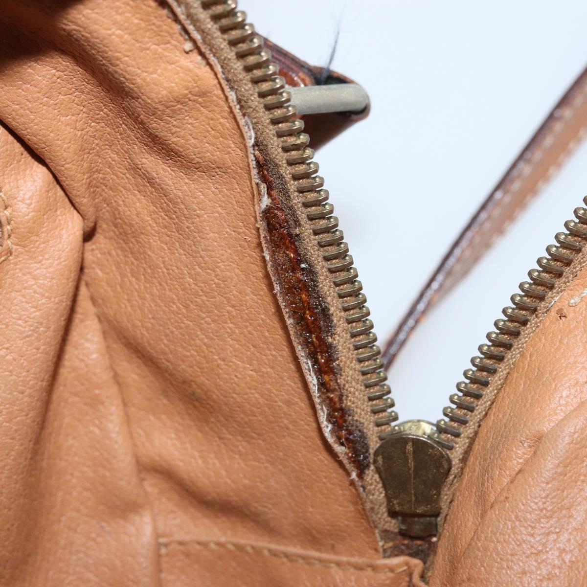 CELINE Macadam Canvas Shoulder Bag PVC Leather Brown Gold Auth ka3621