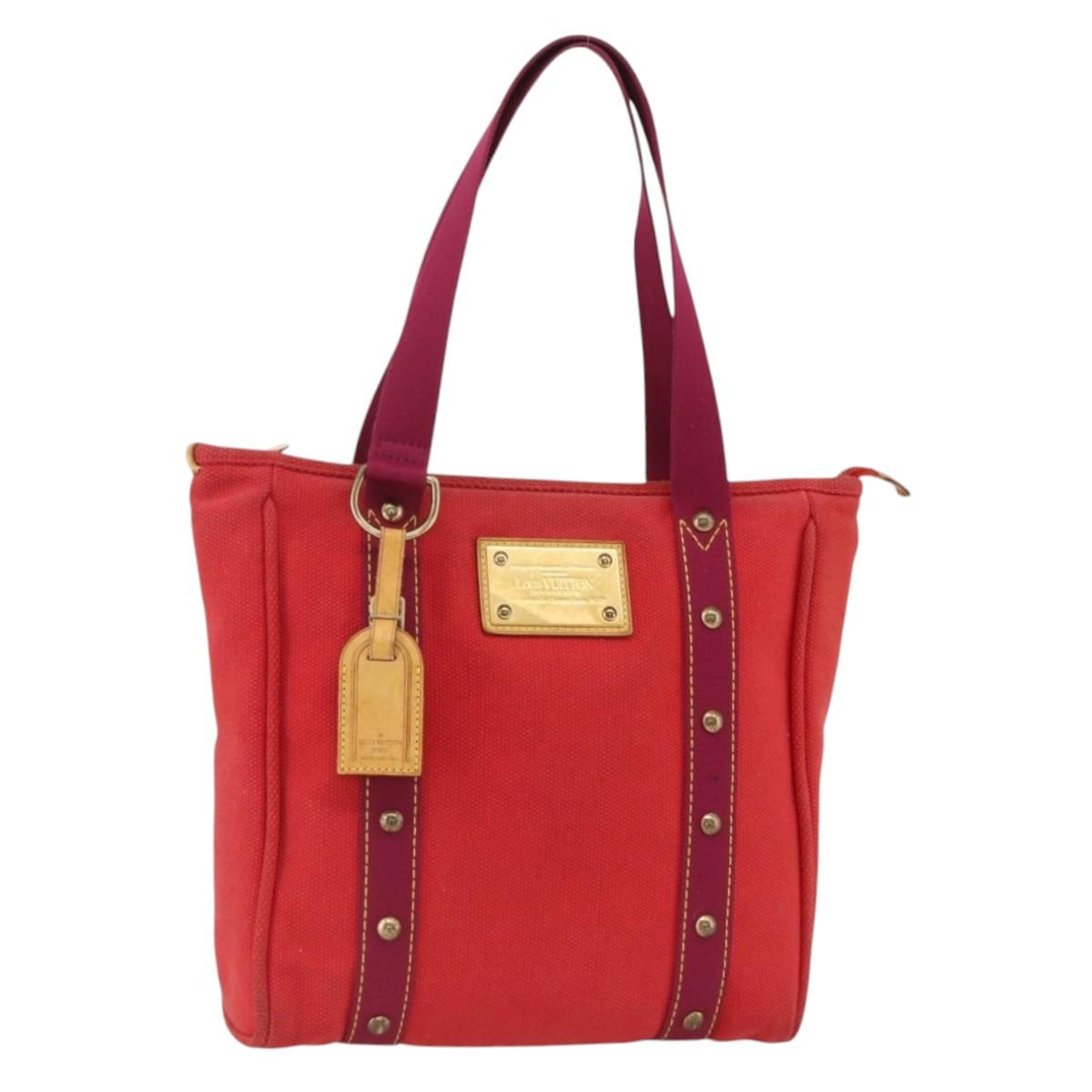 LOUIS VUITTON Antigua Cabas MM Tote Bag Red M40034 LV Auth ka3624