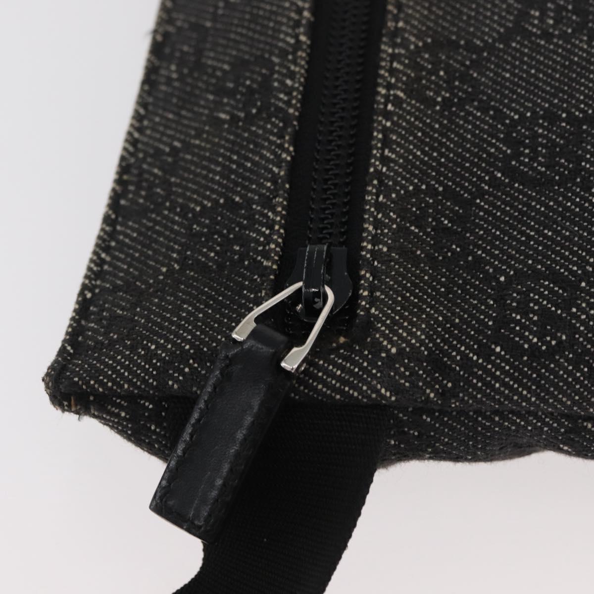 GUCCI GG Canvas Waist bag Black Silver 28556 Auth ka3628